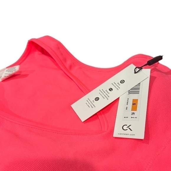 NWT Calvin Klein Neon Pink Cropped Racer Back Tank Top Size S - Picture 9 of 10